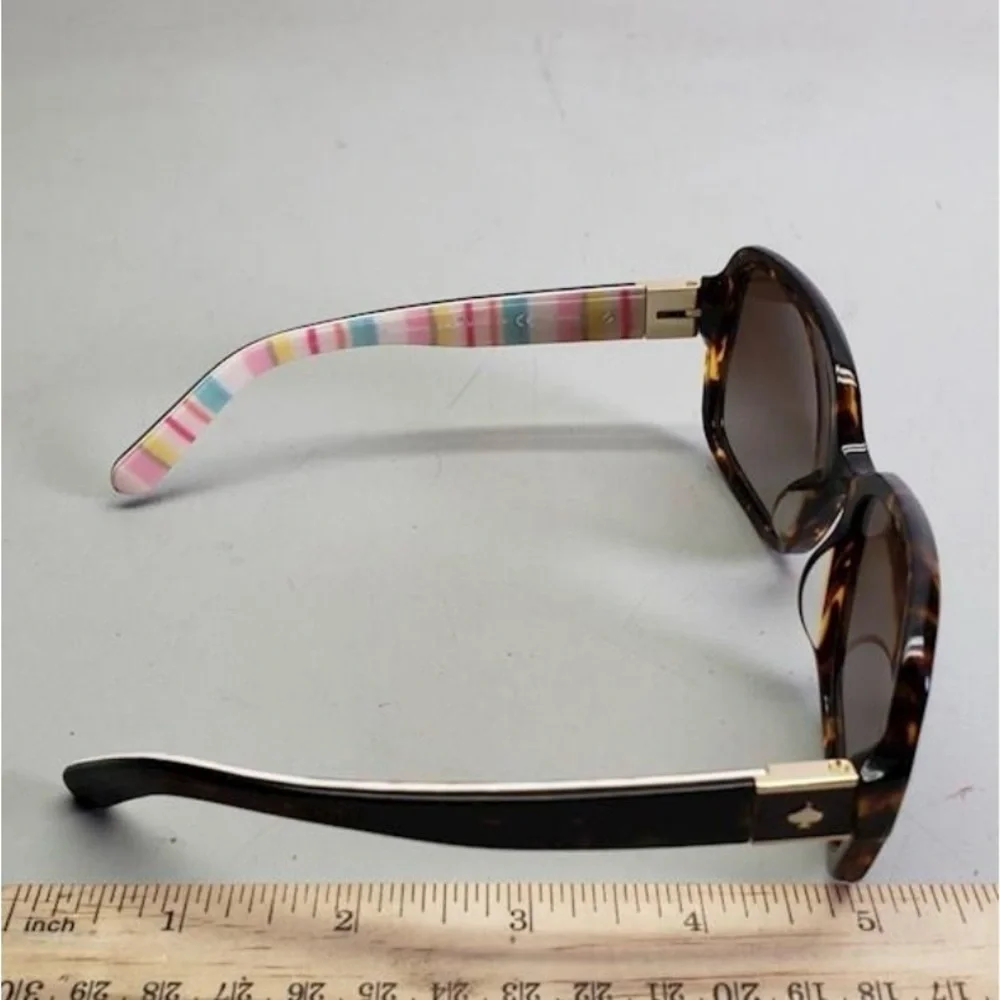 Kate Spade Sunglasses w/ Case Striped/ Dark Brown Tortoise Shell Frame